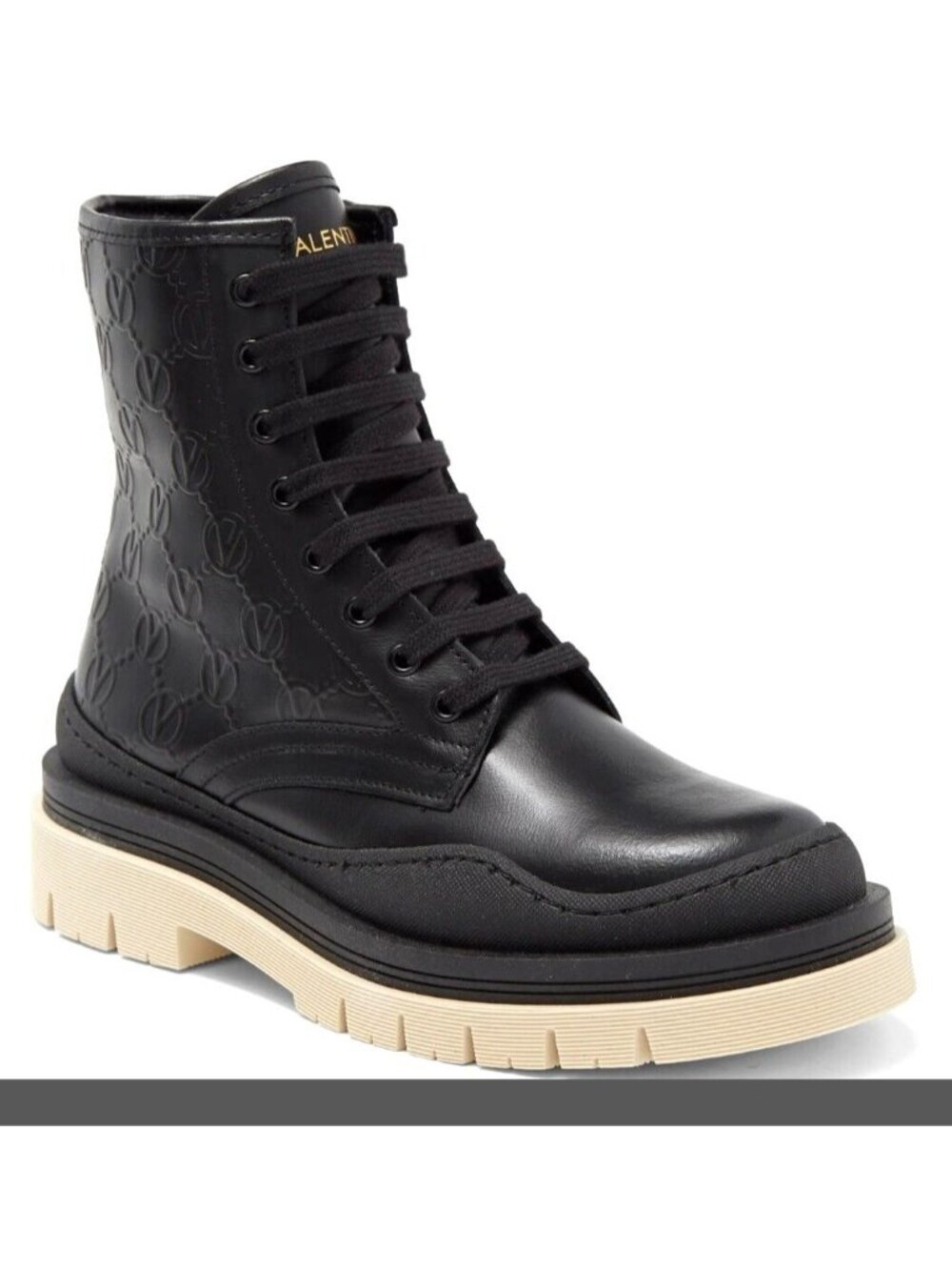 Valentino by Mario Valentino Ivana Womens Leather Combat Boot Black Size 37 US 7